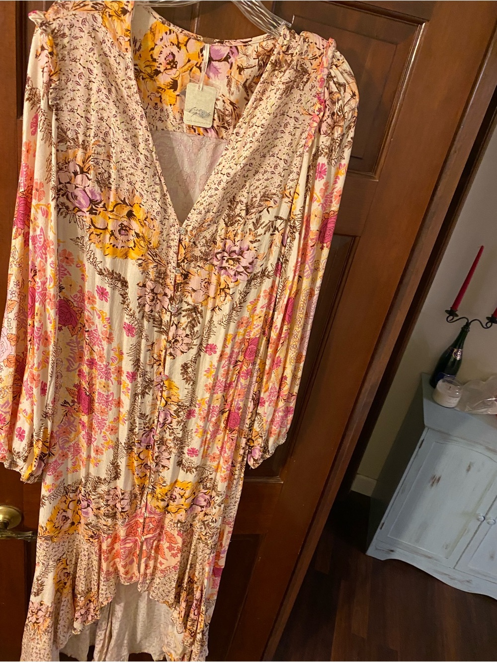 Free People Floral Midi Dress in Yellow, Purple, Brown, Ivory - Picture 5 of 10